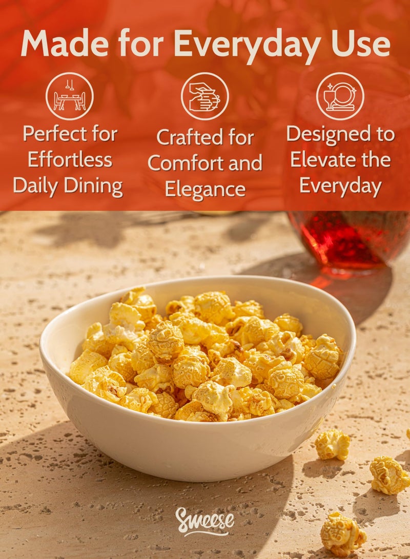 Sweese 18 oz Medium White Porcelain Bowls - Set of 6 Cereal, Soup, Rice & Salad Bowls, Ceramic Serving Bowls for Everyday Use - Image 4