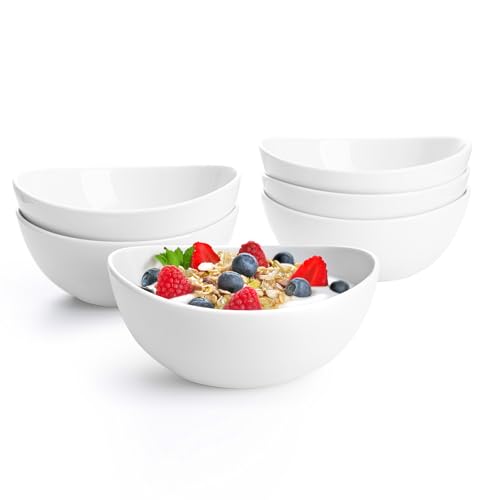 Sweese 18 oz Medium White Porcelain Bowls - Set of 6 Cereal, Soup, Rice & Salad Bowls, Ceramic Serving Bowls for Everyday Use - Image 1