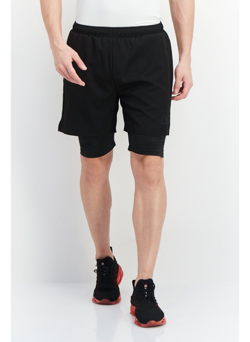 RBX Men Sportswear Fit 2 In 1 Training Shorts, Black  - Image 1