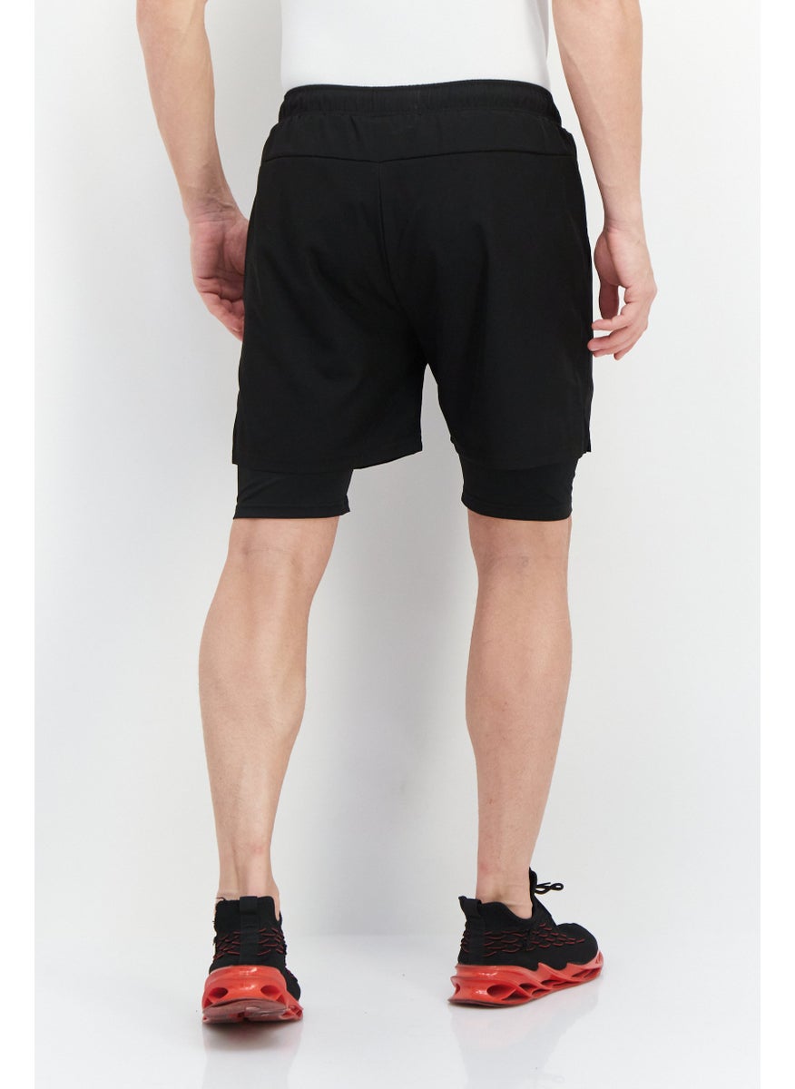 RBX Men Sportswear Fit 2 In 1 Training Shorts, Black  - Image 4
