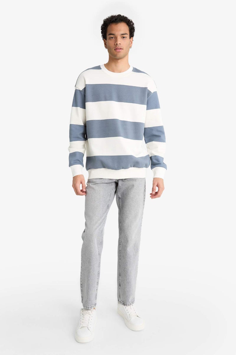 DeFacto Boxy Fit Striped Long Sleeve Sweatshirt - Image 2