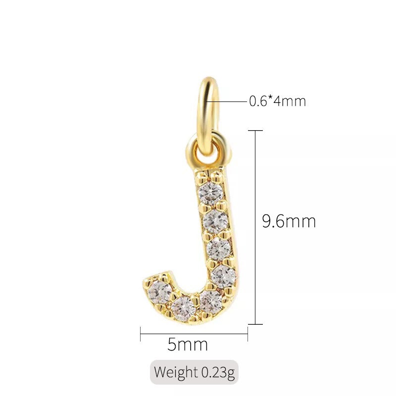 Exquisite simple micro inlaid zircon English 26 letter pendant necklace women 14k gold color pendant diy jewelry accessories H-10317（J）