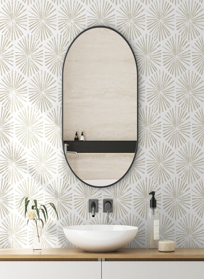 Guvana Peel and Stick Wallpaper Beige and White Wallpaper Striped Wallpaper Peel and Stick Modern Wallpaper Geometric Contact Paper Self Adhesive Wallpaper for Bathroom Bedroom Decor 17.32''×118'' - Image 2