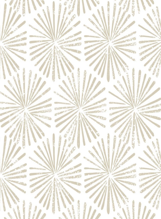 Guvana Peel and Stick Wallpaper Beige and White Wallpaper Striped Wallpaper Peel and Stick Modern Wallpaper Geometric Contact Paper Self Adhesive Wallpaper for Bathroom Bedroom Decor 17.32''×118'' - Image 1