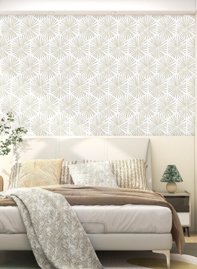 Guvana Peel and Stick Wallpaper Beige and White Wallpaper Striped Wallpaper Peel and Stick Modern Wallpaper Geometric Contact Paper Self Adhesive Wallpaper for Bathroom Bedroom Decor 17.32''×118'' - Image 4