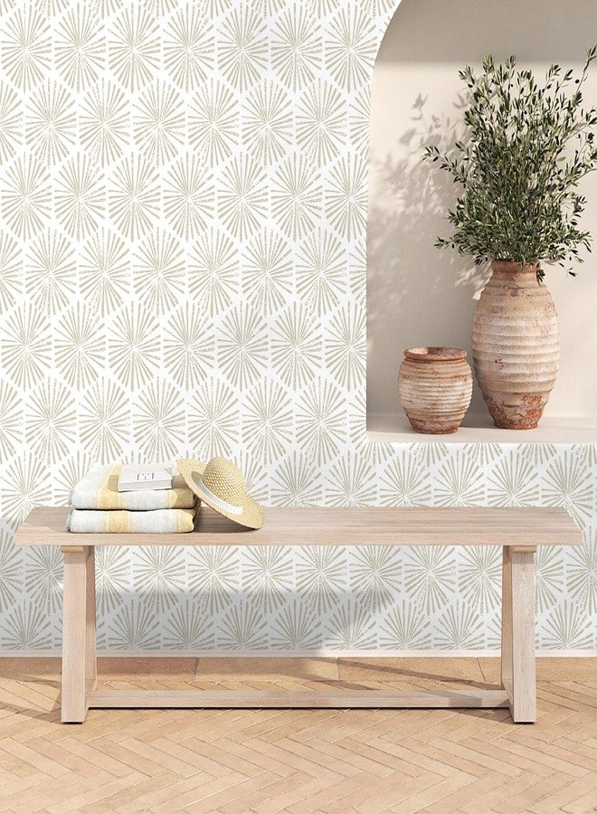 Guvana Peel and Stick Wallpaper Beige and White Wallpaper Striped Wallpaper Peel and Stick Modern Wallpaper Geometric Contact Paper Self Adhesive Wallpaper for Bathroom Bedroom Decor 17.32''×118'' - Image 3