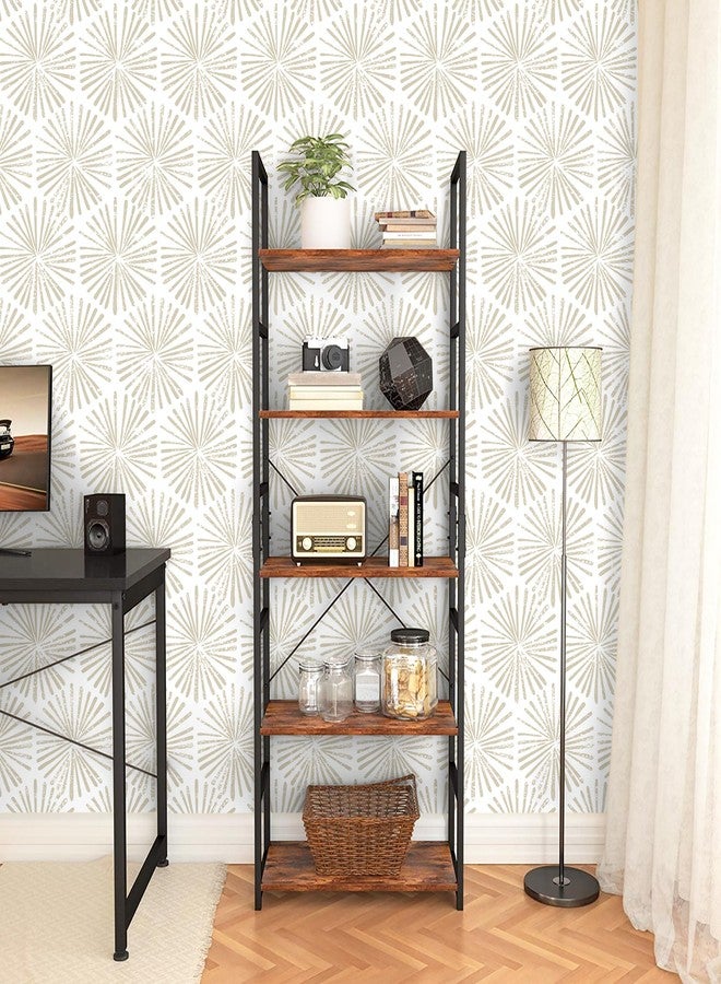 Guvana Peel and Stick Wallpaper Beige and White Wallpaper Striped Wallpaper Peel and Stick Modern Wallpaper Geometric Contact Paper Self Adhesive Wallpaper for Bathroom Bedroom Decor 17.32''×118'' - Image 5