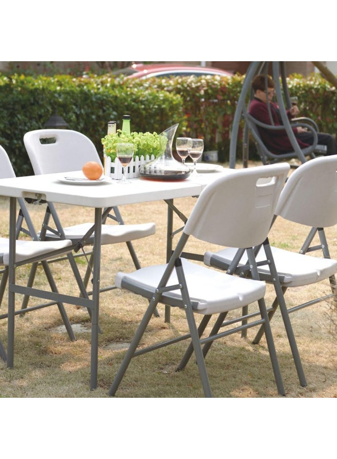 ZERIFAM Lightweight Folding Table, 121*61*74cm, Heavy-Duty Plastic Picnic and Camping Table with Carry Handle, 2-Position Adjustable Lifting Tables, Foldable for BBQ and Outdoor Parties, - Image 2