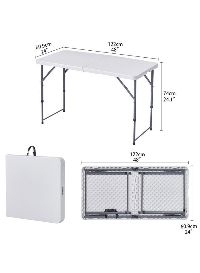 ZERIFAM Lightweight Folding Table, 121*61*74cm, Heavy-Duty Plastic Picnic and Camping Table with Carry Handle, 2-Position Adjustable Lifting Tables, Foldable for BBQ and Outdoor Parties, - Image 3