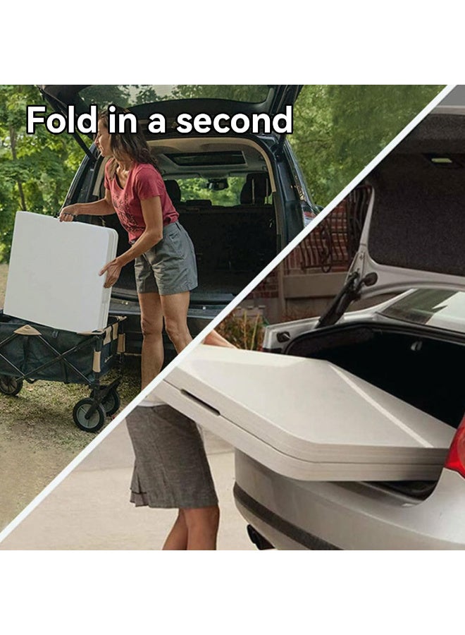 ZERIFAM Lightweight Folding Table, 121*61*74cm, Heavy-Duty Plastic Picnic and Camping Table with Carry Handle, 2-Position Adjustable Lifting Tables, Foldable for BBQ and Outdoor Parties, - Image 5