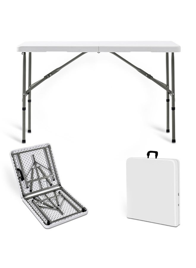 ZERIFAM Lightweight Folding Table, 121*61*74cm, Heavy-Duty Plastic Picnic and Camping Table with Carry Handle, 2-Position Adjustable Lifting Tables, Foldable for BBQ and Outdoor Parties, - Image 1