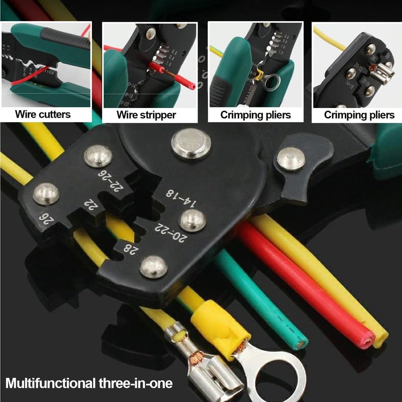 Tnisesm Wire Crimping Tool 26-10 AWG, Crimping Pliers with Stripper Cutter for Open Barrel Terminals and Heat Shrink Connectors - Image 4