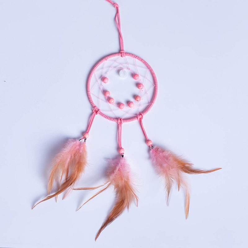 FANDOL DIY Dream Catcher Beginner Kit, Making Dream Catcher Supplies Include Metal Hoop, Feathers, Faux Suede Cord, Thread, Wood Beads (Pink) - Image 5