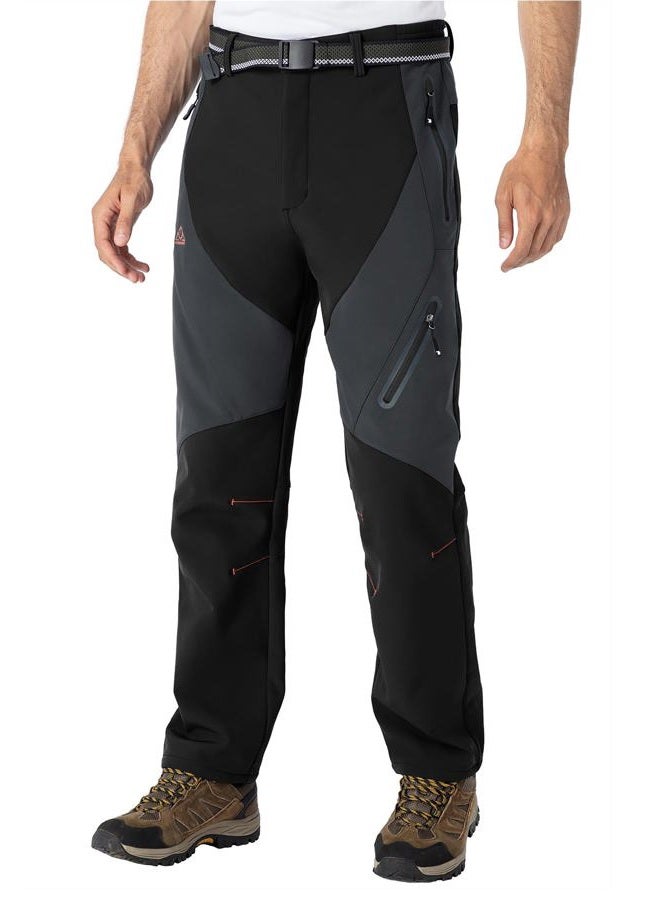 Rdruko Men's Snow Pants Waterproof Insulated Fleece Lined Ski Hiking Snowboard Winter Pants with Pockets, Black, 40 - Image 2