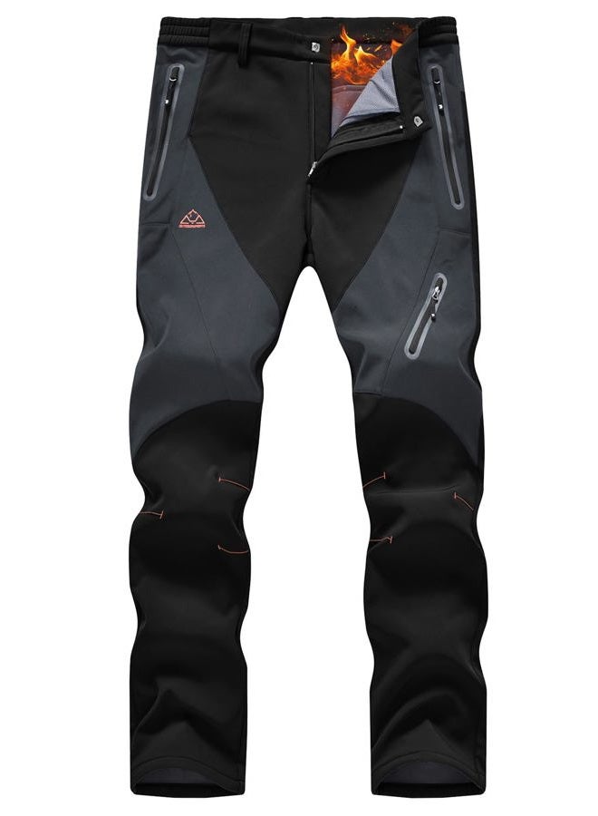 Rdruko Men's Snow Pants Waterproof Insulated Fleece Lined Ski Hiking Snowboard Winter Pants with Pockets, Black, 40 - Image 1