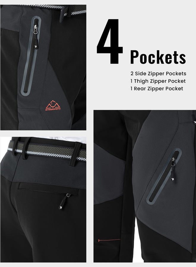 Rdruko Men's Snow Pants Waterproof Insulated Fleece Lined Ski Hiking Snowboard Winter Pants with Pockets, Black, 40 - Image 5