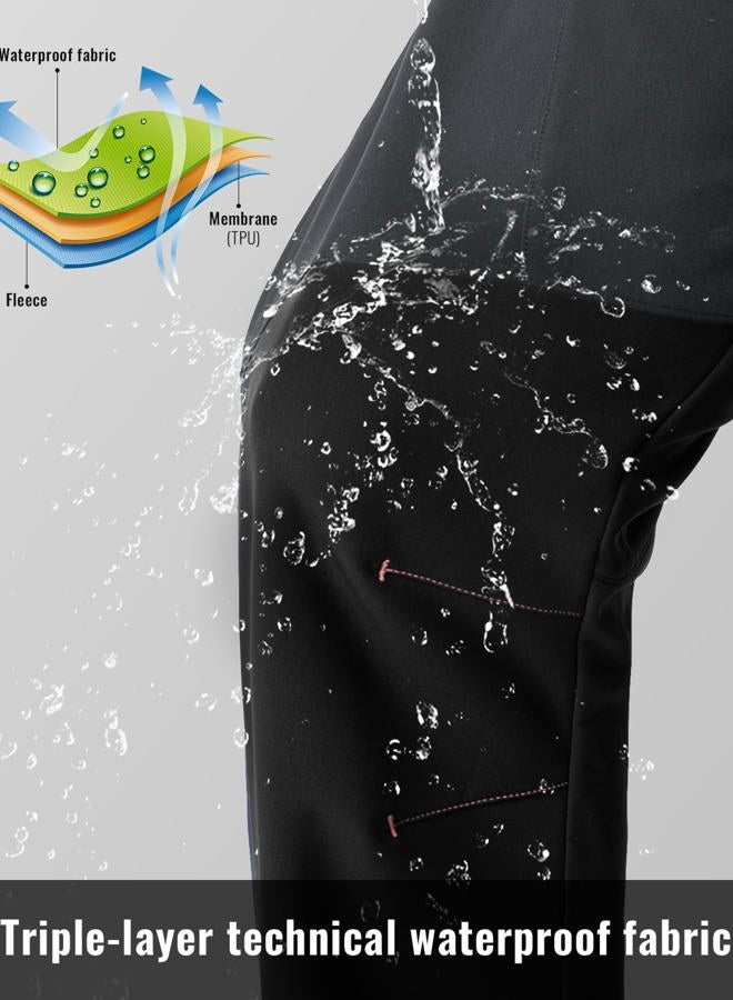 Rdruko Men's Snow Pants Waterproof Insulated Fleece Lined Ski Hiking Snowboard Winter Pants with Pockets, Black, 40 - Image 4