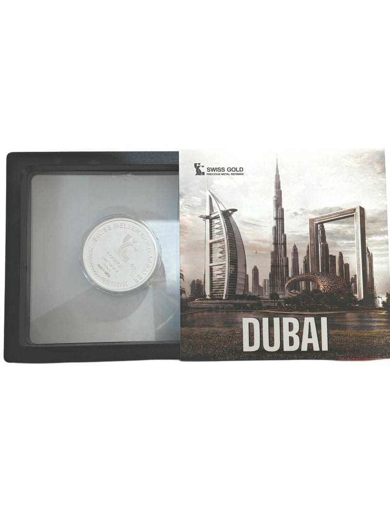 سويس جولد Swiss Gold 1 Oz Dubai Silver Coin - Image 3