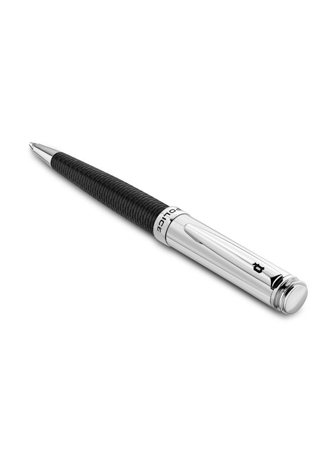 POLICE Rovigo.3 Textured Black and Silver Pen for Men with Blue Ink - Image 2