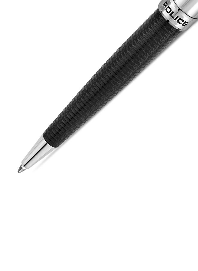 POLICE Rovigo.3 Textured Black and Silver Pen for Men with Blue Ink - Image 3