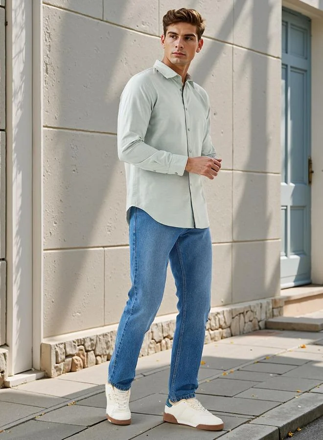 سبلاش فيڤ قميص أكسفورد بقصة ضيقة وياقة