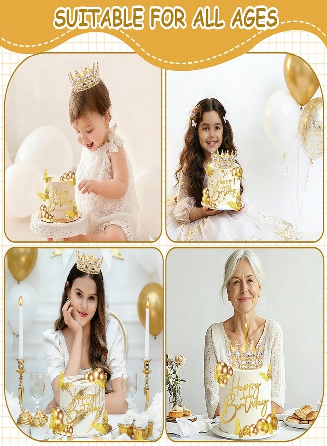 Lukinuo Queen Crown Cake Topper 35pcs Corona Para Pastel Princess Cake Decorations Princess Crown Happy Birthday Cake Toppers Gold Balls Butterflies Cake Decorations Crystal Tiara Cake Decor - Image 4