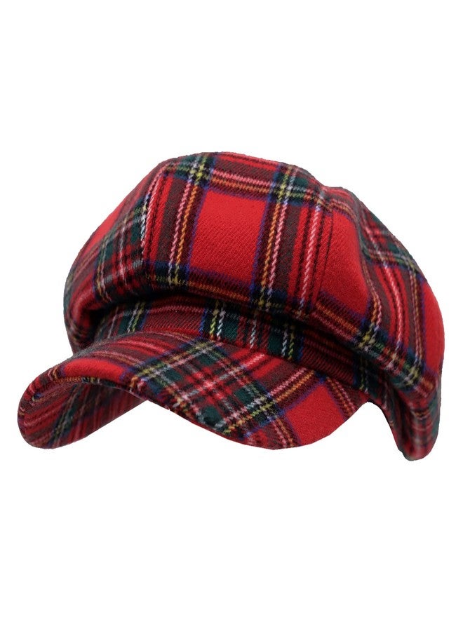 WITHMOONS Newsboy Beret Hat Tartan Check Cool Cotton Golf Cap HM31178 (Red) - Image 1
