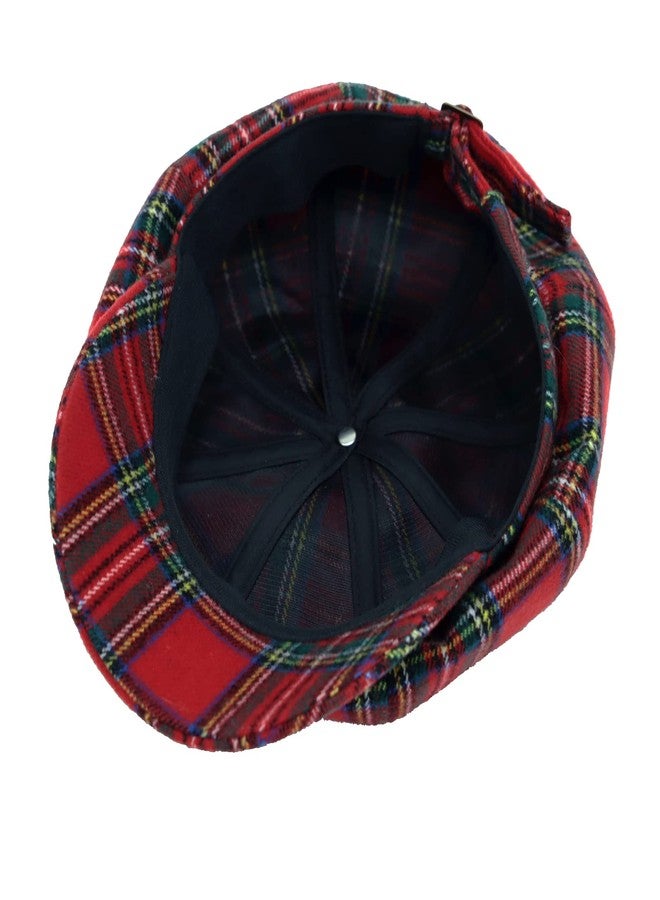 WITHMOONS Newsboy Beret Hat Tartan Check Cool Cotton Golf Cap HM31178 (Red) - Image 5