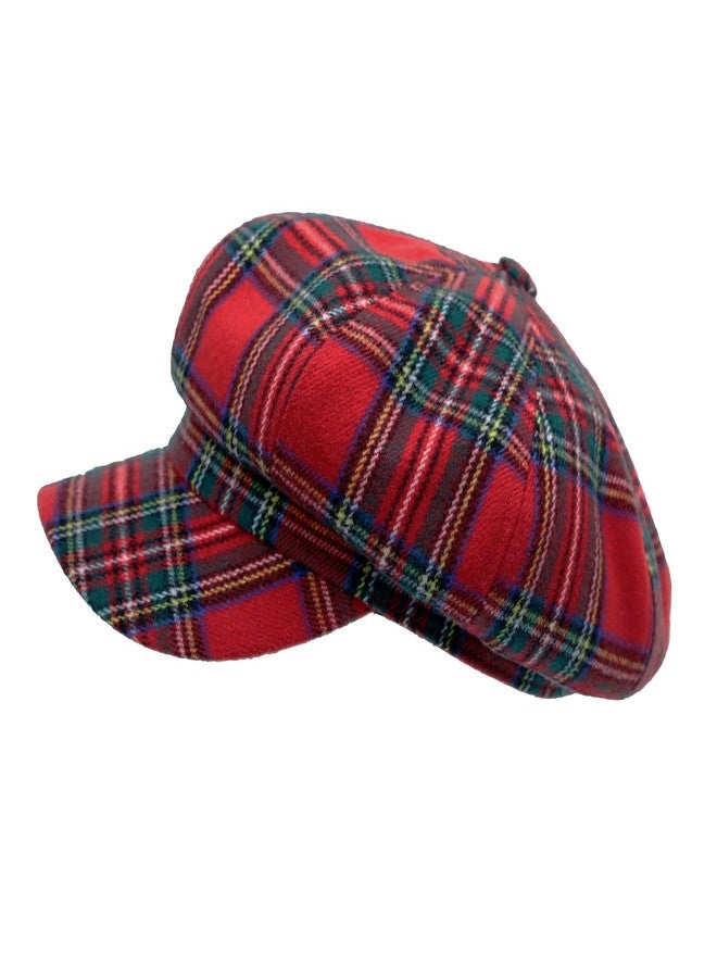 WITHMOONS Newsboy Beret Hat Tartan Check Cool Cotton Golf Cap HM31178 (Red) - Image 3
