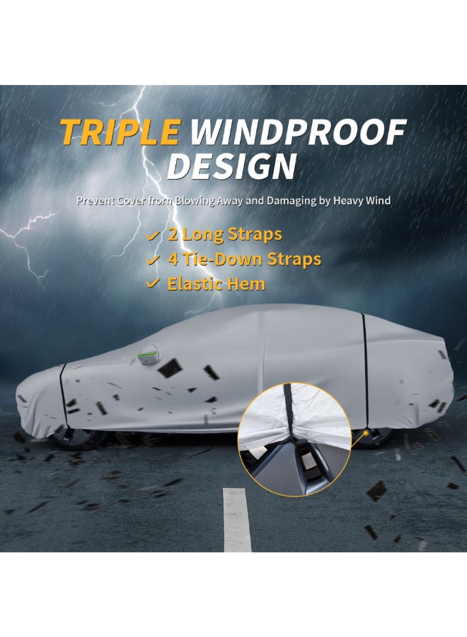 WAGAN Triple Windproof Design All Weather Protection Car Cover Light Grey 120 x 200 x 520 cm #5103-2 - Image 5
