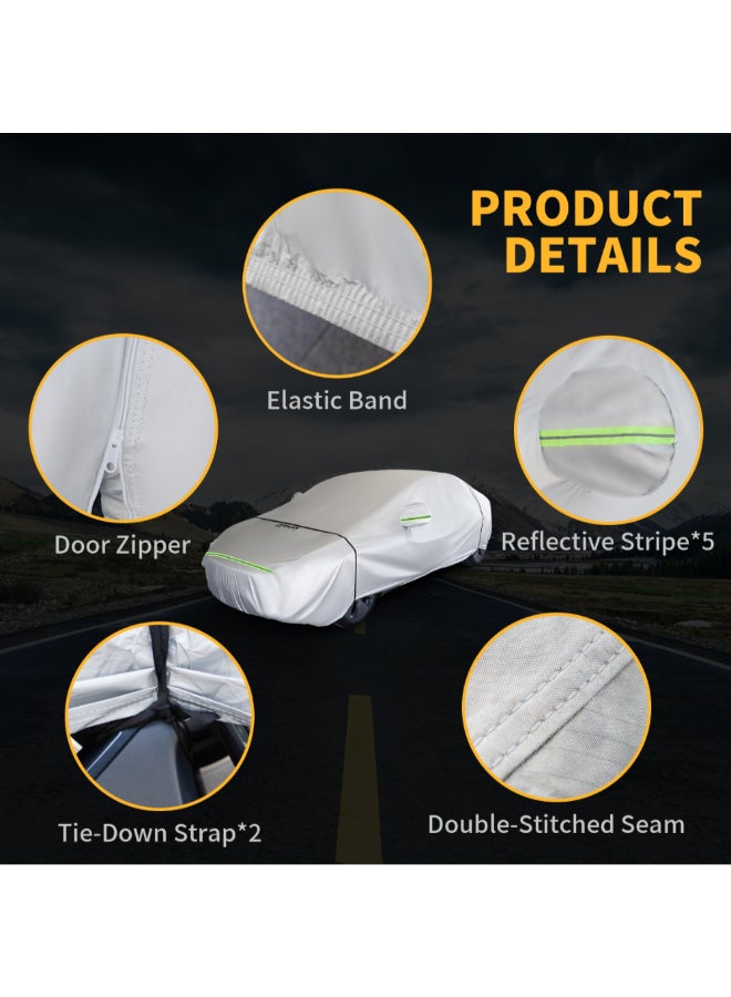 WAGAN Triple Windproof Design All Weather Protection Car Cover Light Grey 120 x 200 x 520 cm #5103-2 - Image 2