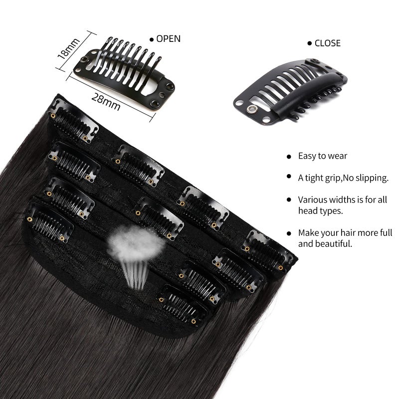 LEEONS Straight Hair Extensions Natural Black 4Pcs Clip in Hair Extensions Soft Extensions for Women 20 Inches Thick Hair Extensions Clip In(4pcs, 20Inch, 2#) - Image 4