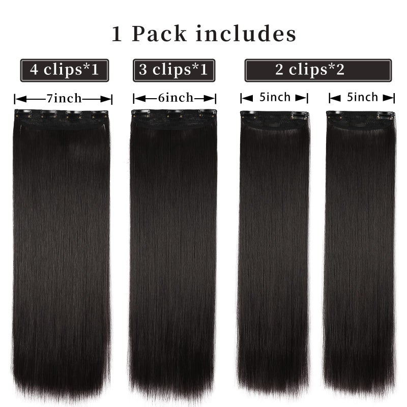 LEEONS Straight Hair Extensions Natural Black 4Pcs Clip in Hair Extensions Soft Extensions for Women 20 Inches Thick Hair Extensions Clip In(4pcs, 20Inch, 2#) - Image 3