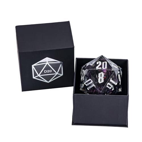 Cusdie Large D20 DND Dice 55mm with Sharp Edges DD 20 Sided Dice Handmade Giant D20 for RPG Table GamesPurple Black Octopus - Image 5