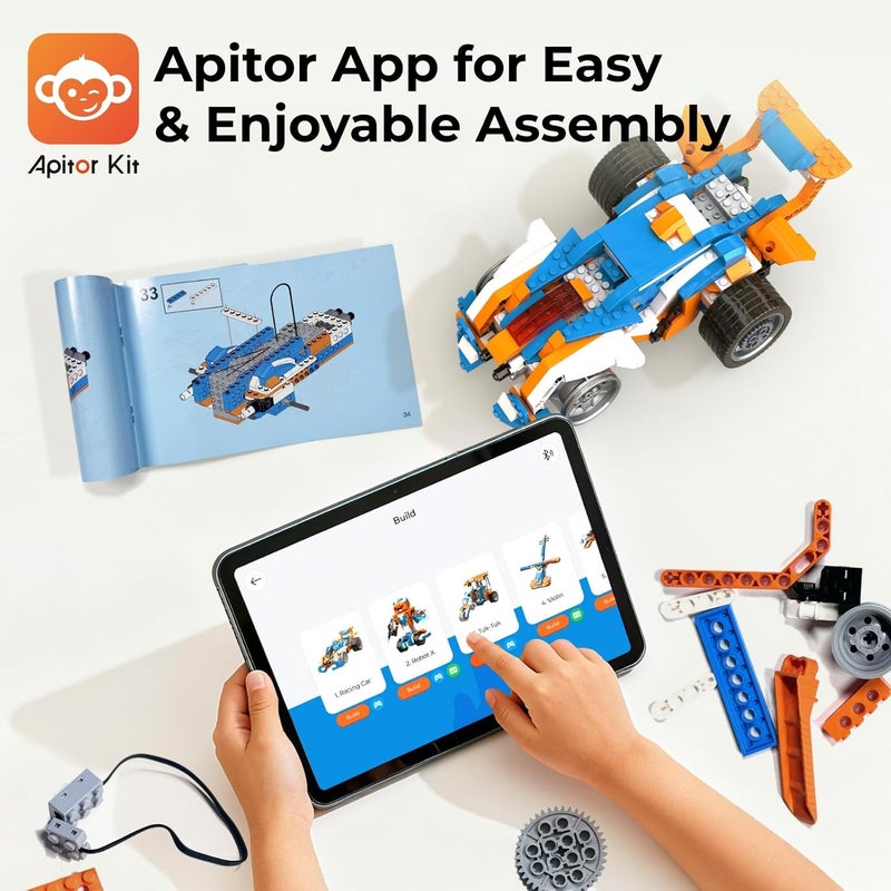 أبيتور Apitor Robot X، ألع��ب روبوت STEM للأطفال من 8 إلى 12 سنة، لعبة برمجة للأولاد من 8 سنوات فما فوق، ألعاب STEM، مجموعة بناء روبوت 12 في 1، مجموعات علمية للأطفال، هدايا قابلة للبرمجة للأولاد في عيد الميلاد وعيد الميلاد - Image 4