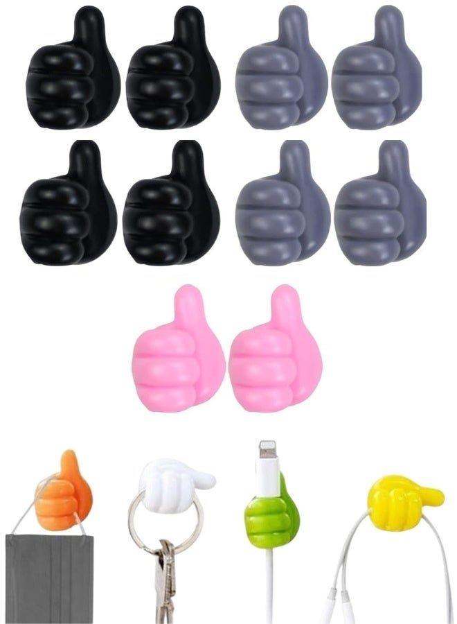 10 Pcs Thumb Shape Key Hooks Multifunctional Clip Holder Small Hand Wall Hooks Cute Car Adhesive Hooks Personalized Creative Non-Marking Silicone Hooks - Image 1