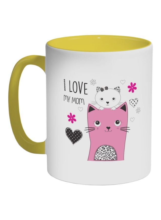 RYN I Love You Mom Printed Coffee Mug White/Yellow/Pink 325ml