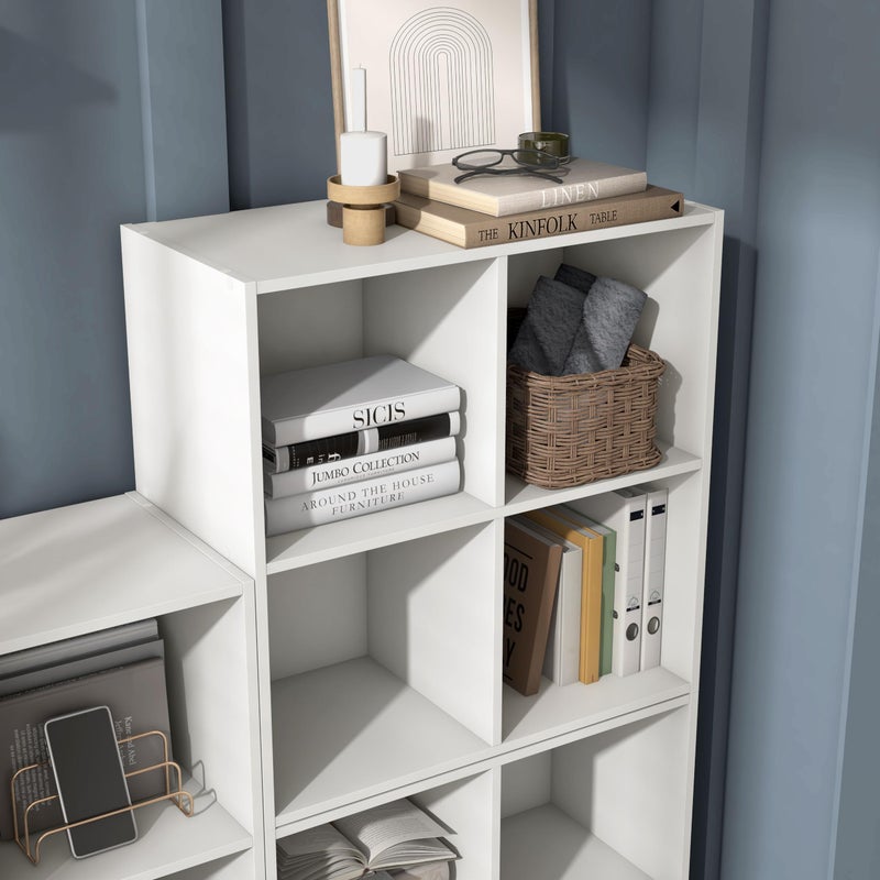 Homes: Inside + Out Apexa 4-Cube Storage Organizer Shelves, Stackable Wood Bookcase Fits Cubby Bins for Organization, Dorm Teen Room Decor & Home Office, White - Image 3