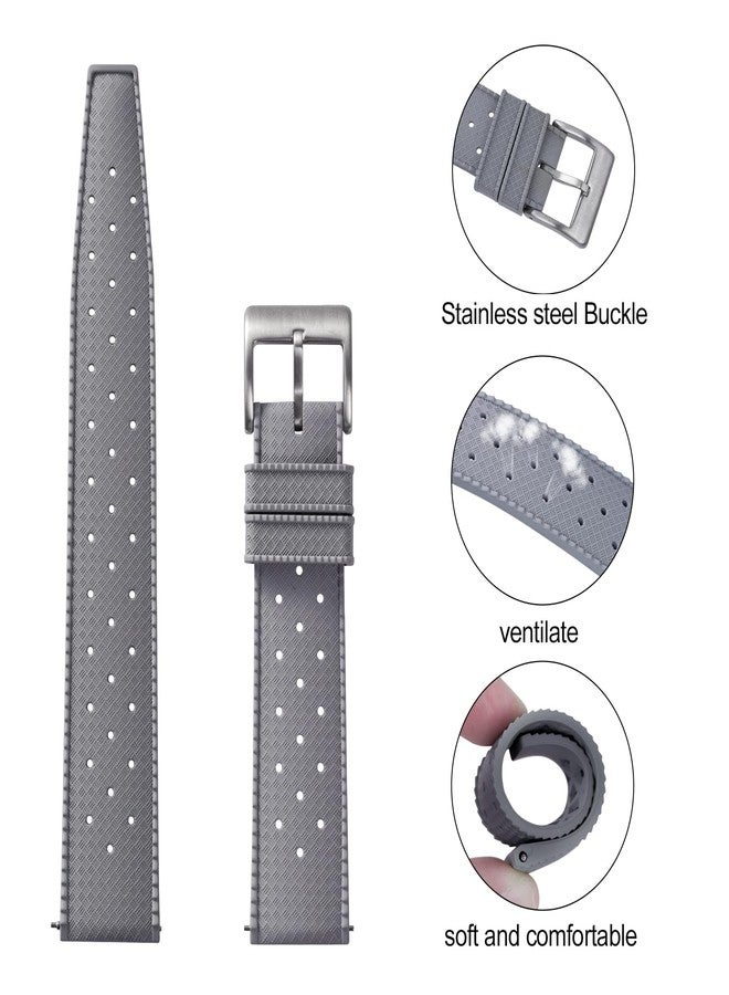 TACTICAL FROG FKM Rubber Watch Strap Fast-Release Tropical Fluororubber 20 mm 22 mm Rubber Watch Band, Soft Breathable Universal Replacement for Men Women Stainless Steel Buckle, Grey, 20mm, Modern - Image 4
