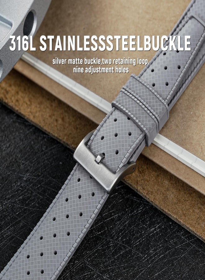 TACTICAL FROG FKM Rubber Watch Strap Fast-Release Tropical Fluororubber 20 mm 22 mm Rubber Watch Band, Soft Breathable Universal Replacement for Men Women Stainless Steel Buckle, Grey, 20mm, Modern - Image 2