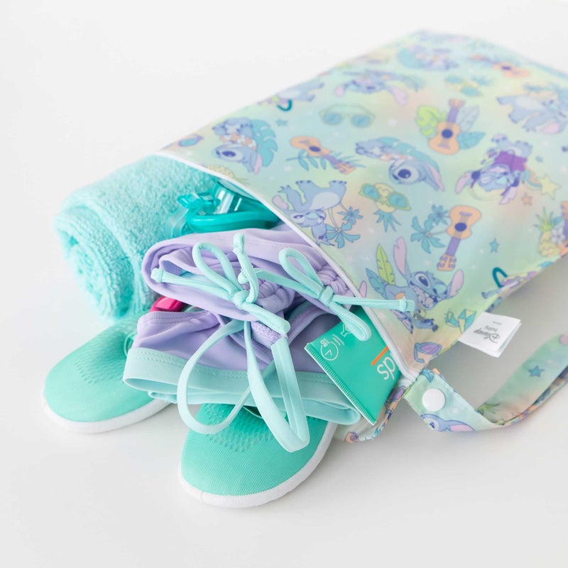 Bumkins - Waterproof Wet Bag & Wet/Dry Clutch Bags - For Beach, Baby, Travel, Swim Suit, Cloth Diapers, Pump Parts, Pool, Gym, Toiletries - Reusable & Easy to Clean - Aloha Stitch - 2 Pack - Image 5