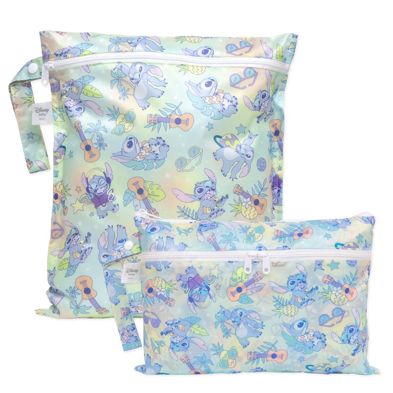 Bumkins - Waterproof Wet Bag & Wet/Dry Clutch Bags - For Beach, Baby, Travel, Swim Suit, Cloth Diapers, Pump Parts, Pool, Gym, Toiletries - Reusable & Easy to Clean - Aloha Stitch - 2 Pack - Image 1