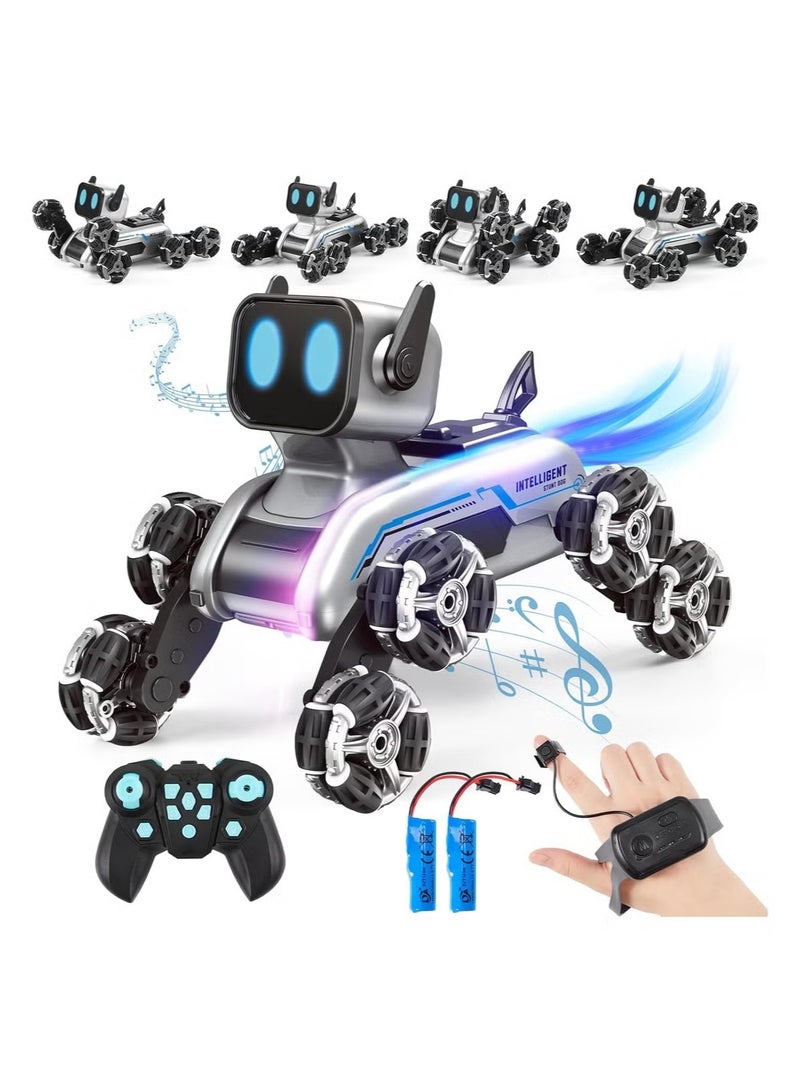Kids Smart Robot Dog Stunt Toy Eight Wheel Stunt Mechanical Dog-Double Control  - Image 1
