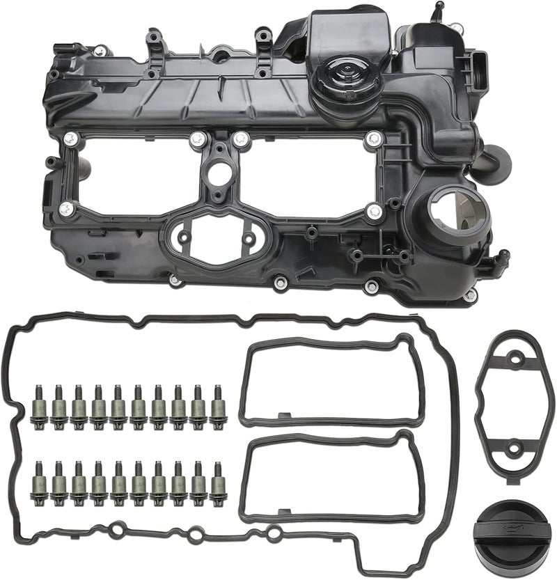 MITZONE N20 Engine Valve Cover with Gasket Bolts Oil Cap for BMW 2012-2018 528i 528i xDrive 328i 328i GT xDrive 320i 428i X1 X3 X4 X5 Z4 2.0L Replace 11127588412 - Image 1