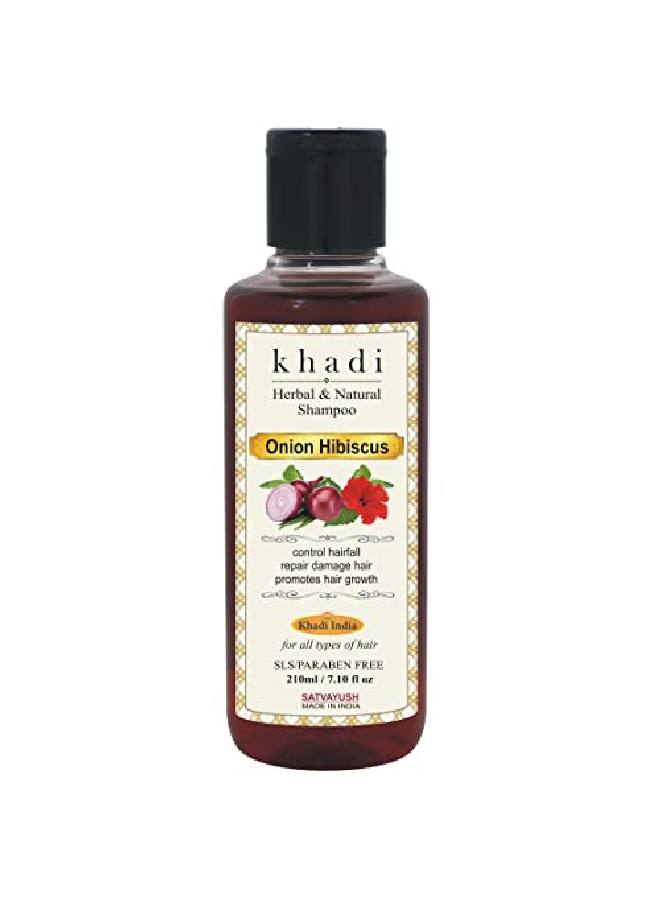 Satvayush Khadi Red Onion Hibiscus Shampoo;Cleanser For Best Anti Hair Fall l & Herbal Men & Women 210 ml - Image 1