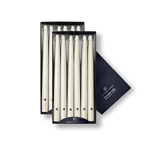 Colonial Candle Unscented Taper Candle, Handipt Collection, Ivory, 12 In, Pack of 12 - Up to 10 Hours Burn - Image 1