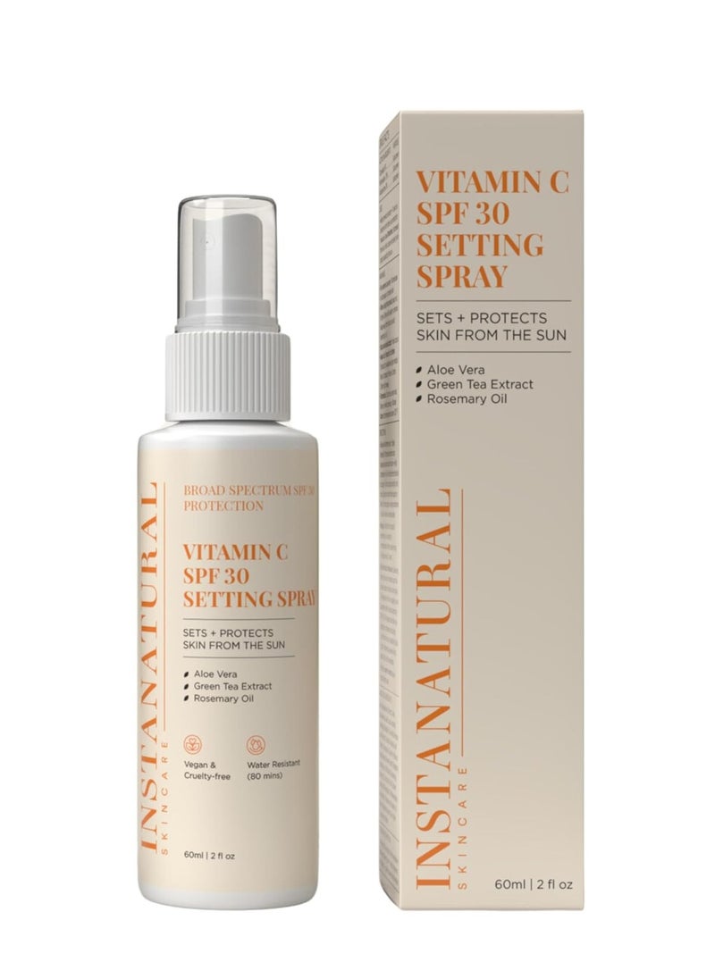 Instanatural InstaNatural Skin Care Vitamin C SPF 30 Broad Spectrum Sunscreen Make Up Setting Spray, Brightens & Hydrates, UVA, UVB Sun Protection Sunblock, with Aloe Vera & Botanicals, Pump Bottle, 2 Fl Oz  - Image 1
