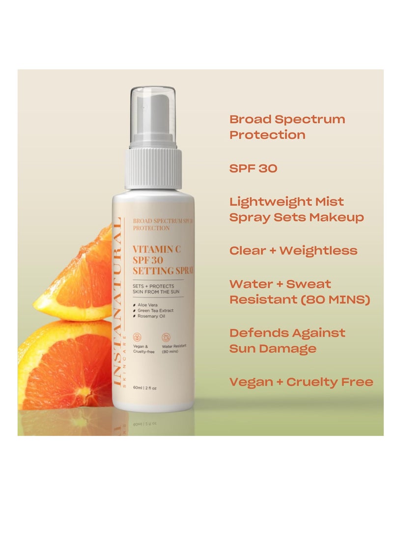 Instanatural InstaNatural Skin Care Vitamin C SPF 30 Broad Spectrum Sunscreen Make Up Setting Spray, Brightens & Hydrates, UVA, UVB Sun Protection Sunblock, with Aloe Vera & Botanicals, Pump Bottle, 2 Fl Oz  - Image 3