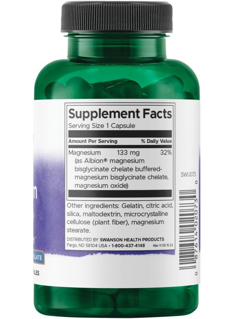 سوانسون ألترا ألبيون مغنيسيوم مخلّب 133 ملغ | 90 كبسولة | مكمل غذائي عالي الامتصاص من المغنيسيوم | يدعم صحة العضلات والأعصاب والعظام - Image 2