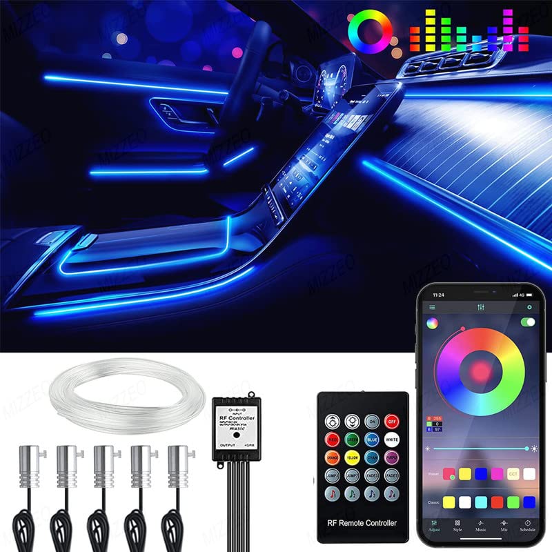 MIZZEO Interior Car LED Strip Lights with APP access and Remote Control, RGB 5 in 1 Lighting Kits with 16 Million Color and Sync to Music Compatible with Hyundai i-20 Elite (Type-I) 2014-2018 - Image 1